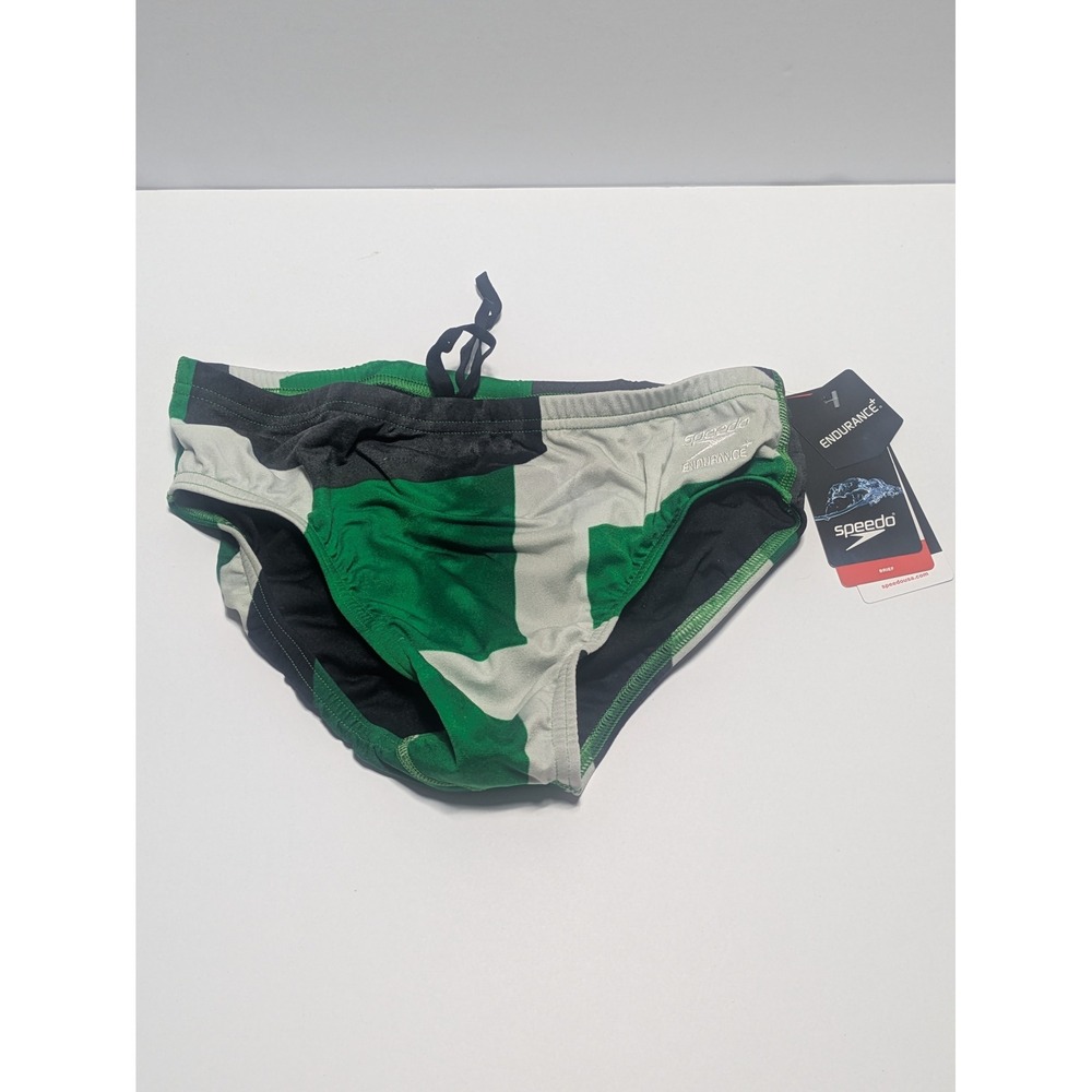 Speedo Mens Endurance+ Glimmer Brief Swimsuit Green Black Grey 30
